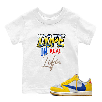 Air Jordan 1 Travis Scott Canary shirt to match jordans Dope In Real Life sneaker tees Air Jordan 1 Low x Travis Scott x Canary SNRT sneaker release tees baby toddler White 1 cotton Shirt