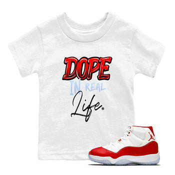 11s Cherry shirts to match jordans Dope In Real Life sneaker match tees Air Jordan 11 Retro Cherry match shoes to clothes SNRT Sneaker Tees Youth Baby White 1 tee