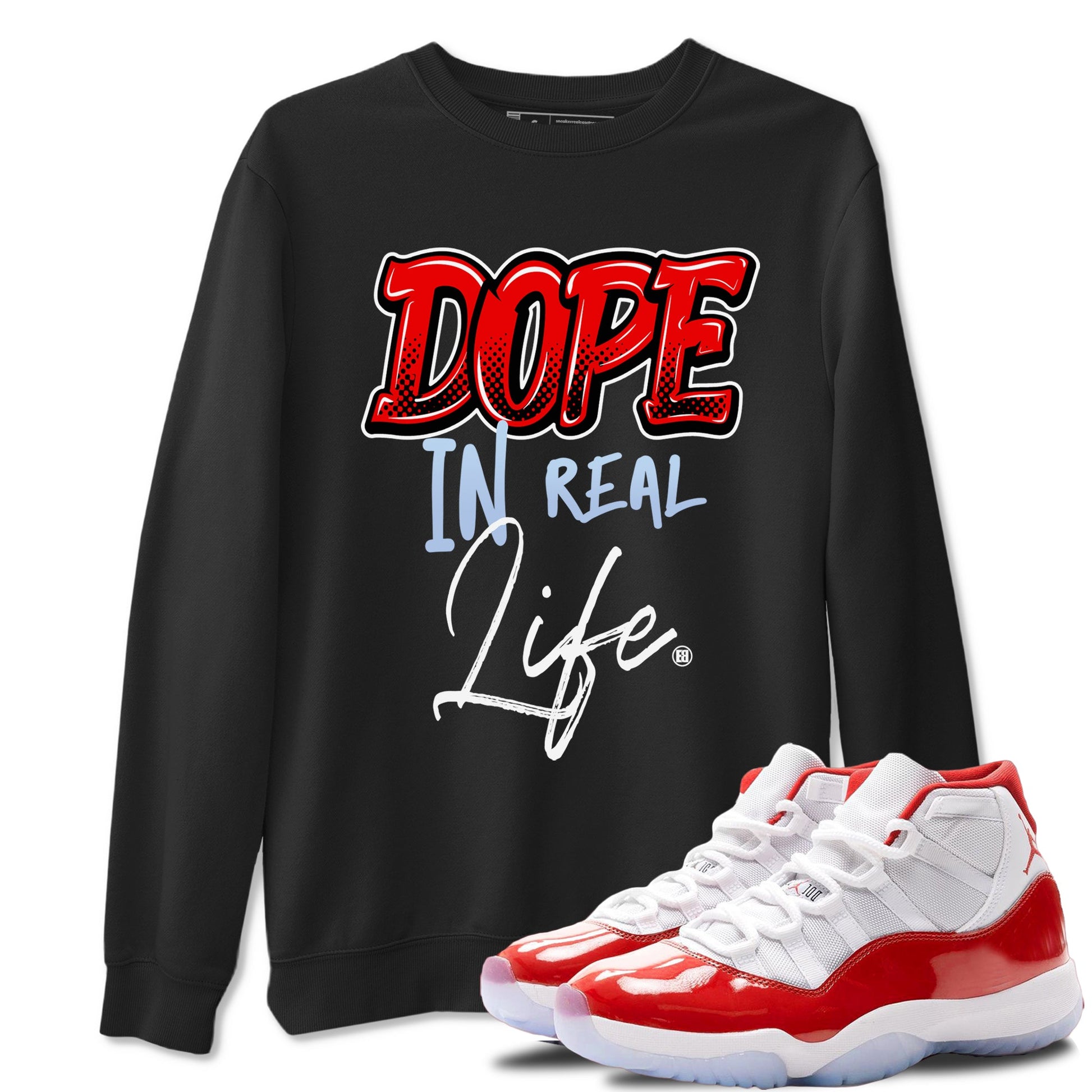 11s Cherry shirts to match jordans Dope In Real Life sneaker match tees Air Jordan 11 Retro Cherry match shoes to clothes SNRT Sneaker Tees unisex cotton Black 1 shirts