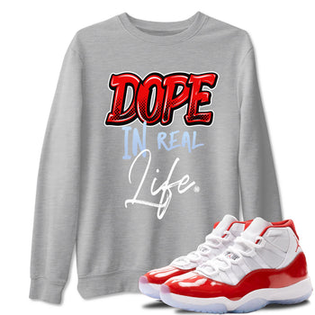 11s Cherry shirts to match jordans Dope In Real Life sneaker match tees Air Jordan 11 Retro Cherry match shoes to clothes SNRT Sneaker Tees unisex cotton Heather Grey 1 shirts