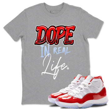 11s Cherry shirts to match jordans Dope In Real Life sneaker match tees Air Jordan 11 Retro Cherry match shoes to clothes SNRT Sneaker Tees unisex cotton Heather Grey 1 shirts