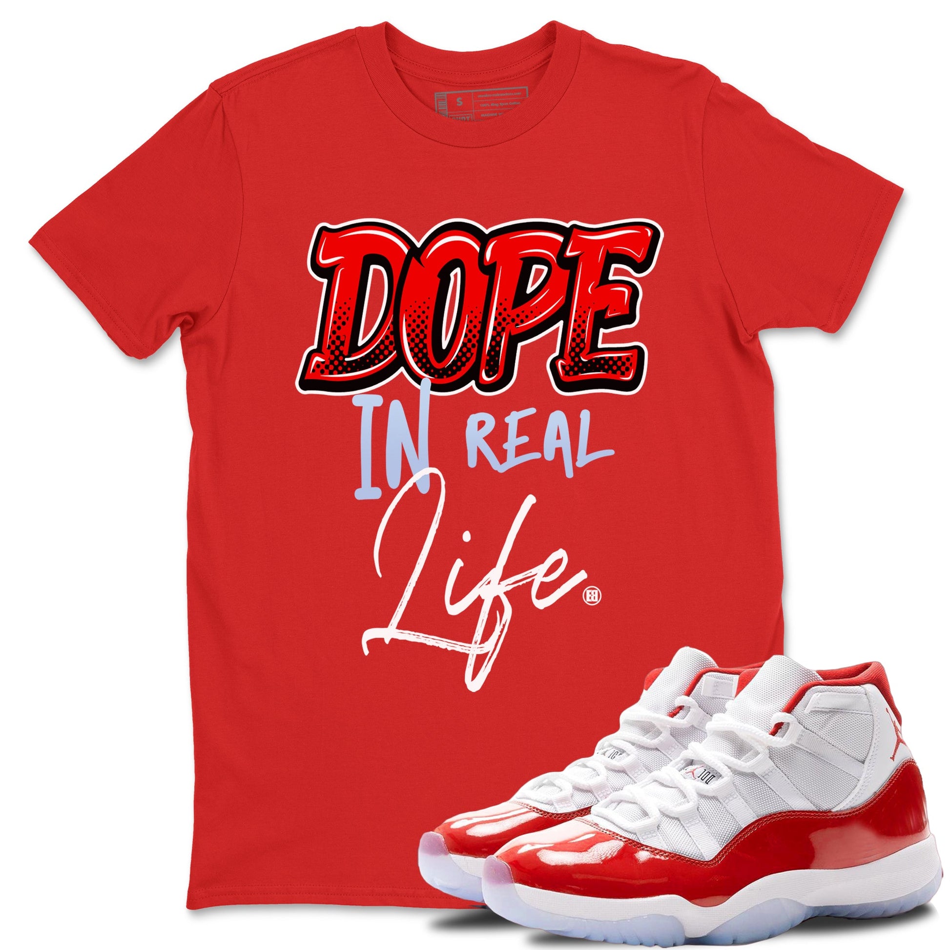 11s Cherry shirts to match jordans Dope In Real Life sneaker match tees Air Jordan 11 Retro Cherry match shoes to clothes SNRT Sneaker Tees unisex cotton Red 1 shirts