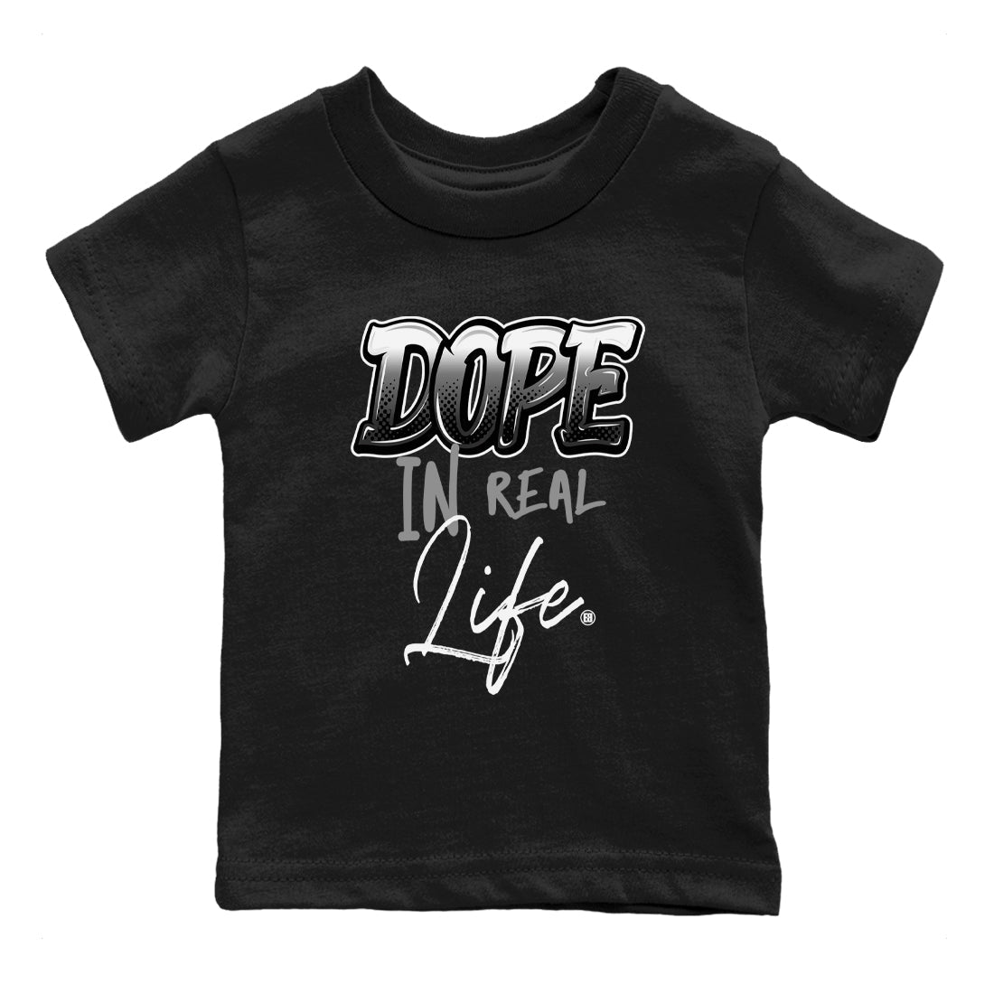 12s Black Wolf Grey shirts to match jordans Dope In Real Life sneaker match tees Air Jordan 12 Barons SNRT Sneaker Release Tees Youth Baby Black 2 crew neck shirts