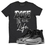 12s Black Wolf Grey shirts to match jordans Dope In Real Life sneaker match tees Air Jordan 12 Barons SNRT Sneaker Release Tees unisex cotton Charcoal Heather 1 crew neck shirts