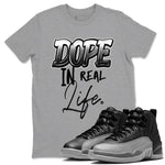 12s Black Wolf Grey shirts to match jordans Dope In Real Life sneaker match tees Air Jordan 12 Barons SNRT Sneaker Release Tees unisex cotton Heather Grey 1 crew neck shirts