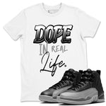 12s Black Wolf Grey shirts to match jordans Dope In Real Life sneaker match tees Air Jordan 12 Barons SNRT Sneaker Release Tees unisex cotton White 1 crew neck shirts