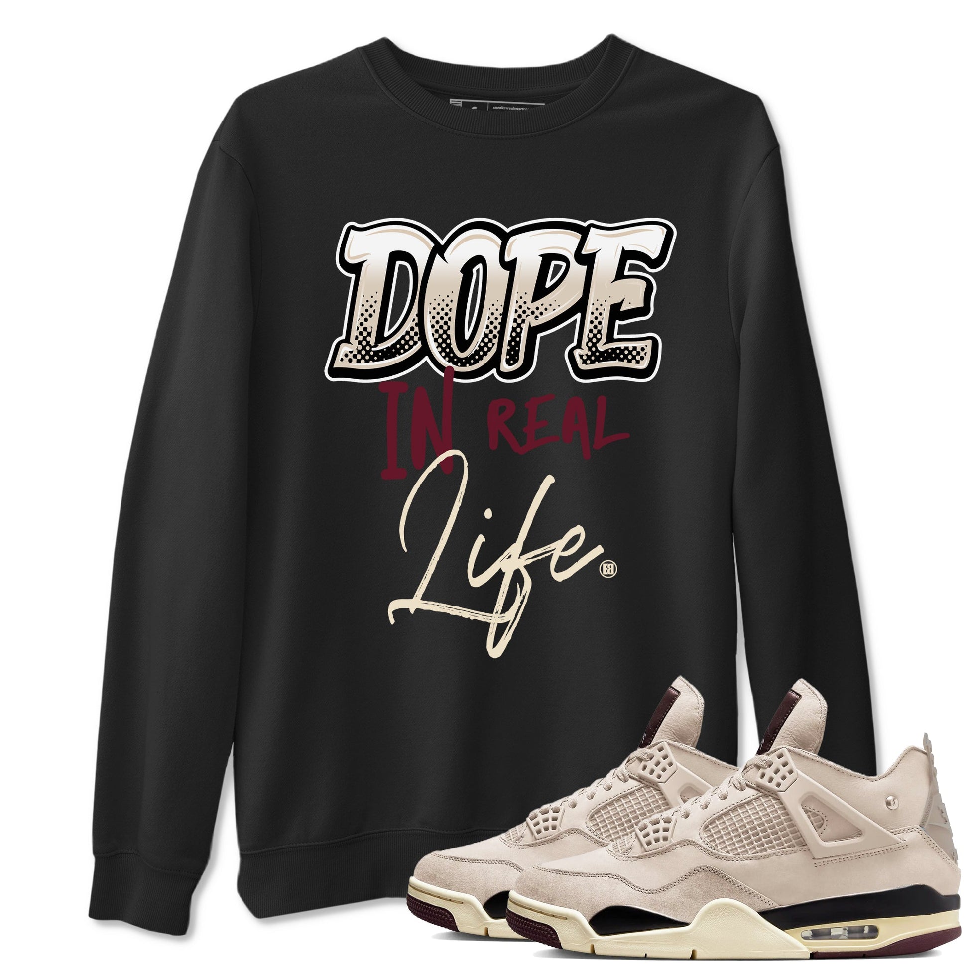 4s A Ma Maniere x Fossil Stone shirts to match jordans Dope In Real Life sneaker match tees Air Jordan 4 A Ma Maniere x Fossil Stone match shoes to clothes SNRT Sneaker Tees unisex cotton Black 1 shirts