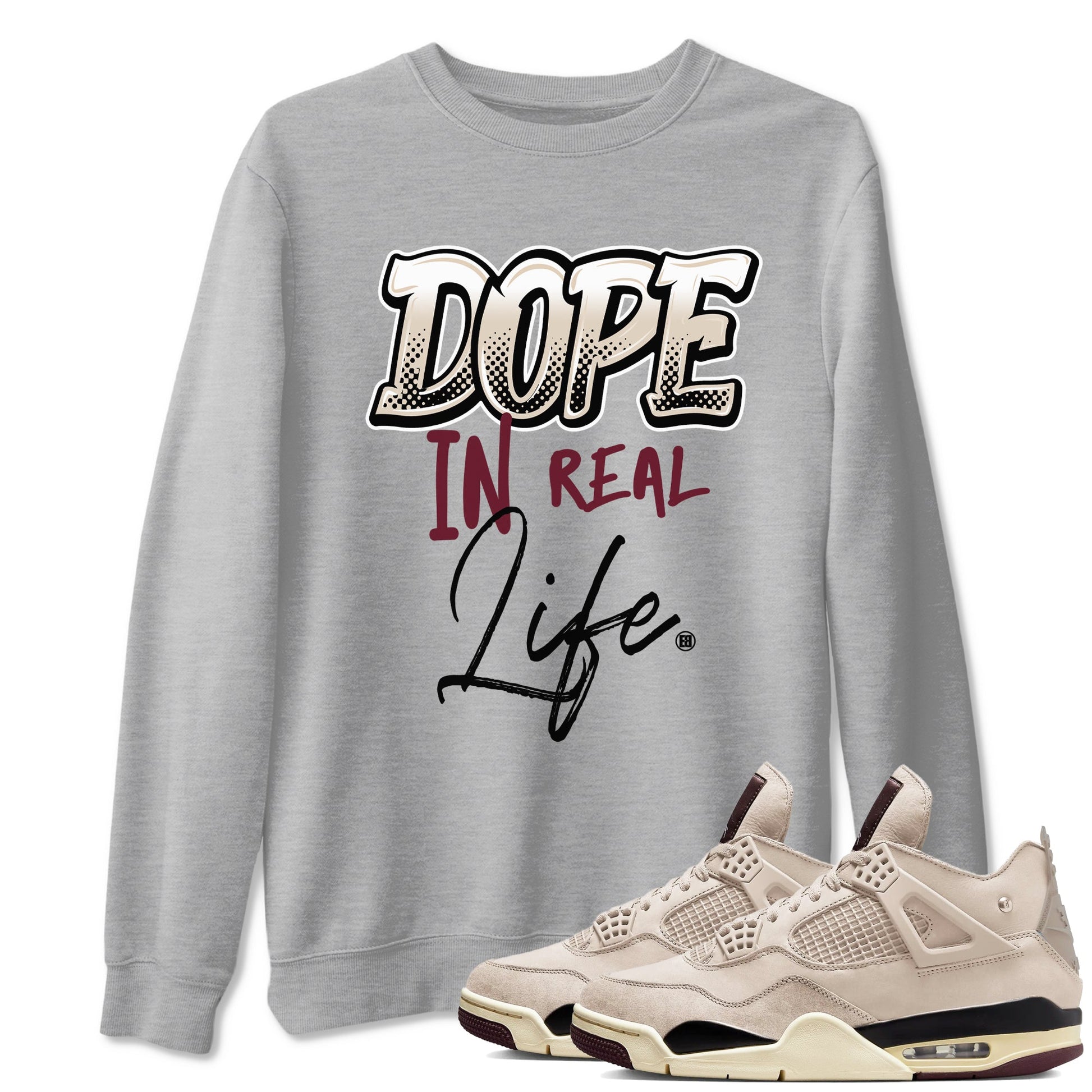4s A Ma Maniere x Fossil Stone shirts to match jordans Dope In Real Life sneaker match tees Air Jordan 4 A Ma Maniere x Fossil Stone match shoes to clothes SNRT Sneaker Tees unisex cotton Heather Grey 1 shirts