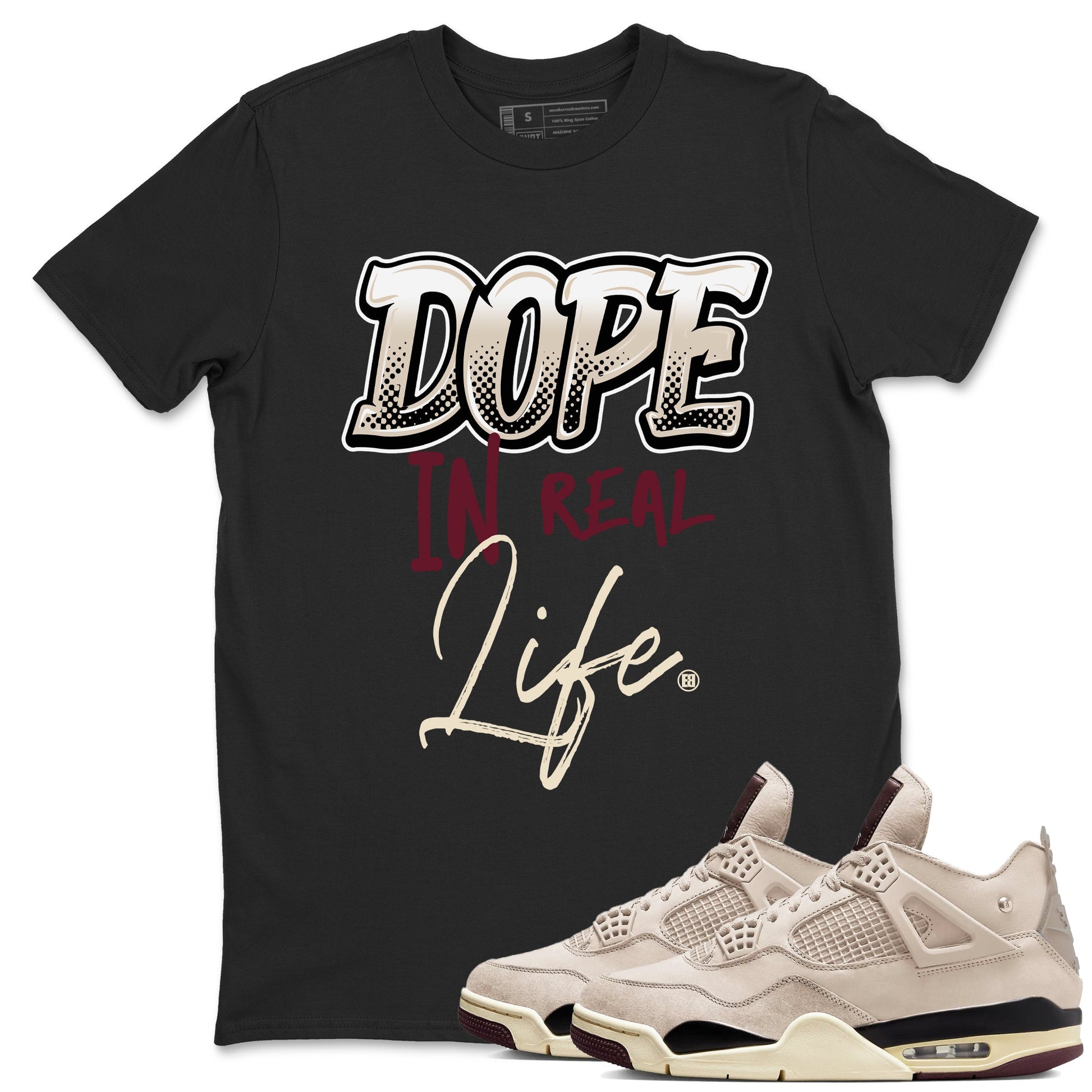 4s A Ma Maniere x Fossil Stone shirts to match jordans Dope In Real Life sneaker match tees Air Jordan 4 A Ma Maniere x Fossil Stone match shoes to clothes SNRT Sneaker Tees unisex cotton Black 1 shirts