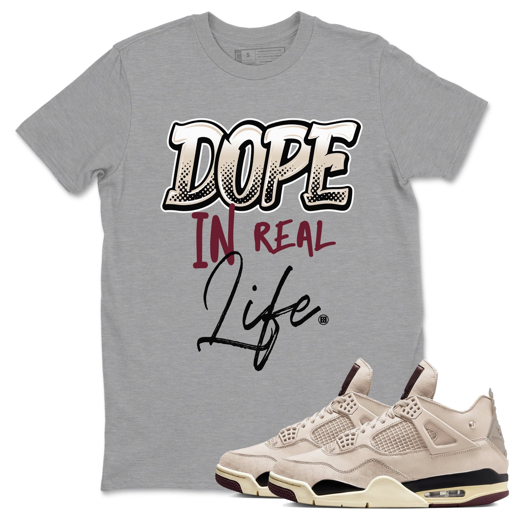 4s A Ma Maniere x Fossil Stone shirts to match jordans Dope In Real Life sneaker match tees Air Jordan 4 A Ma Maniere x Fossil Stone match shoes to clothes SNRT Sneaker Tees unisex cotton Heather Grey 1 shirts