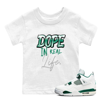 4s Oxidized Green shirts to match jordans Dope In Real Life sneaker match tees Air Jordan 4 Oxidized Green SNRT Sneaker Tees streetwear brand Baby and Youth White 1 cotton tee