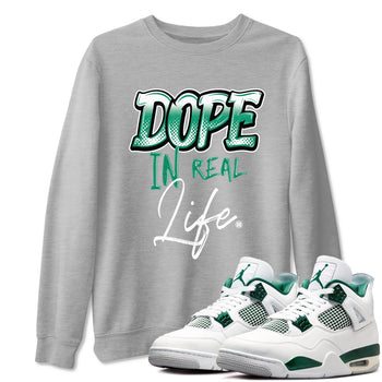 4s Oxidized Green shirts to match jordans Dope In Real Life sneaker match tees Air Jordan 4 Oxidized Green SNRT Sneaker Tees streetwear brand Heather Grey 1 unisex cotton tee