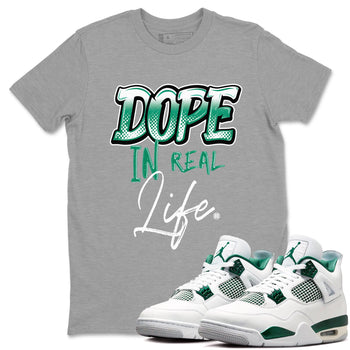4s Oxidized Green shirts to match jordans Dope In Real Life sneaker match tees Air Jordan 4 Oxidized Green SNRT Sneaker Tees streetwear brand Heather Grey 1 unisex cotton tee