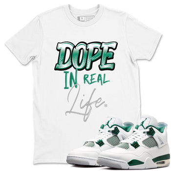4s Oxidized Green shirts to match jordans Dope In Real Life sneaker match tees Air Jordan 4 Oxidized Green SNRT Sneaker Tees streetwear brand White 1 unisex cotton tee