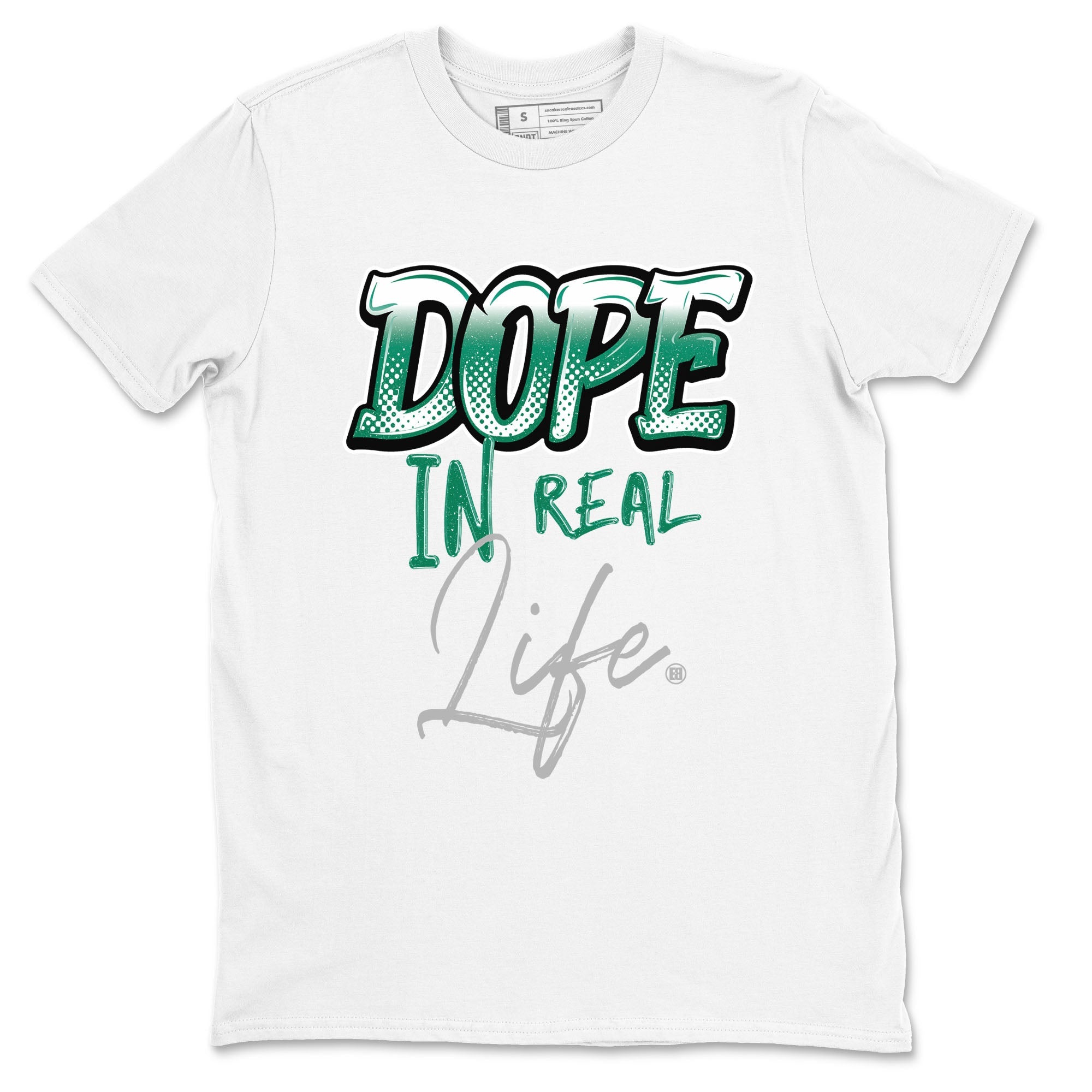 4s Oxidized Green shirts to match jordans Dope In Real Life sneaker match tees Air Jordan 4 Oxidized Green SNRT Sneaker Tees streetwear brand White 2 unisex cotton tee