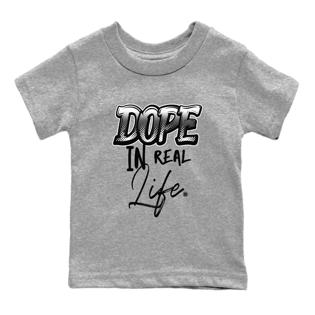 4s White Thunder shirts to match jordans Dope In Real Life sneaker match tees Air Jordan 4 Retro White Thunder SNRT Sneaker Release Tees Youth Baby Heather Grey 2 crew neck shirts