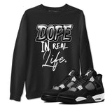 4s White Thunder shirts to match jordans Dope In Real Life sneaker match tees Air Jordan 4 Retro White Thunder SNRT Sneaker Release Tees unisex cotton Black 1 crew neck shirts