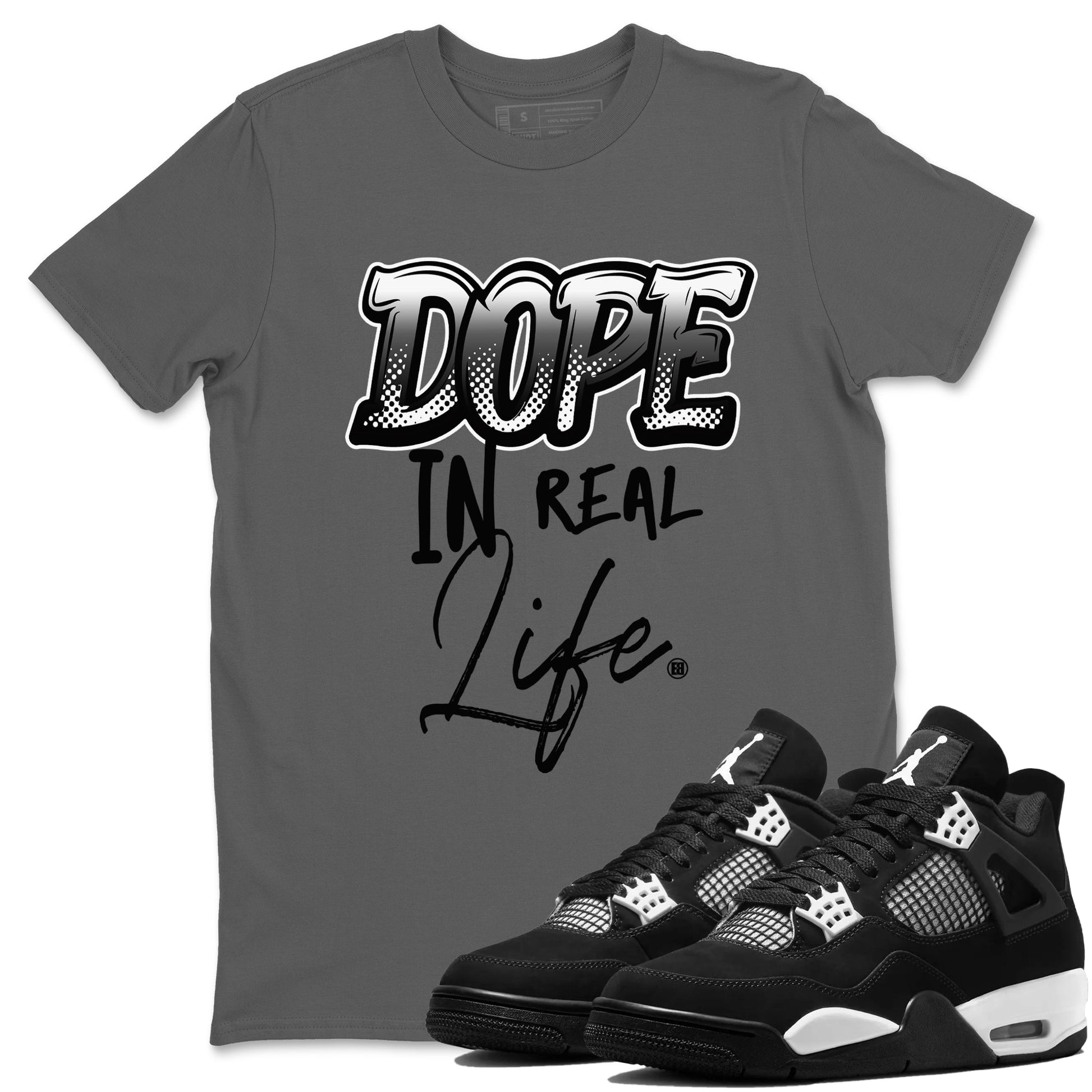 4s White Thunder shirts to match jordans Dope In Real Life sneaker match tees Air Jordan 4 Retro White Thunder SNRT Sneaker Release Tees unisex cotton Cool Grey 1 crew neck shirts