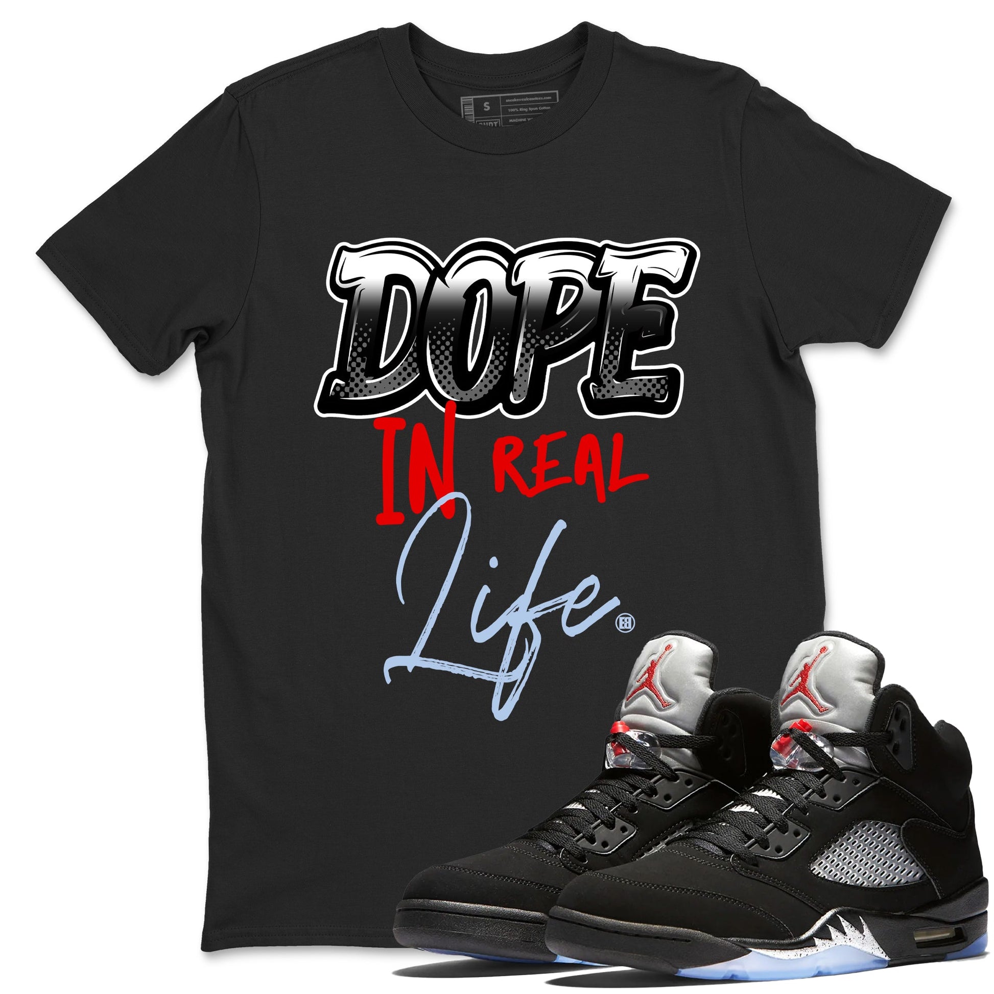 5s Reimagined shirts to match jordans Dope In Real Life best t shirts to wear with jordans Air Jordan 5 Retro OG Reimagined match shoes to clothes SNRT Sneaker Tees unisex cotton Black 1 shirts