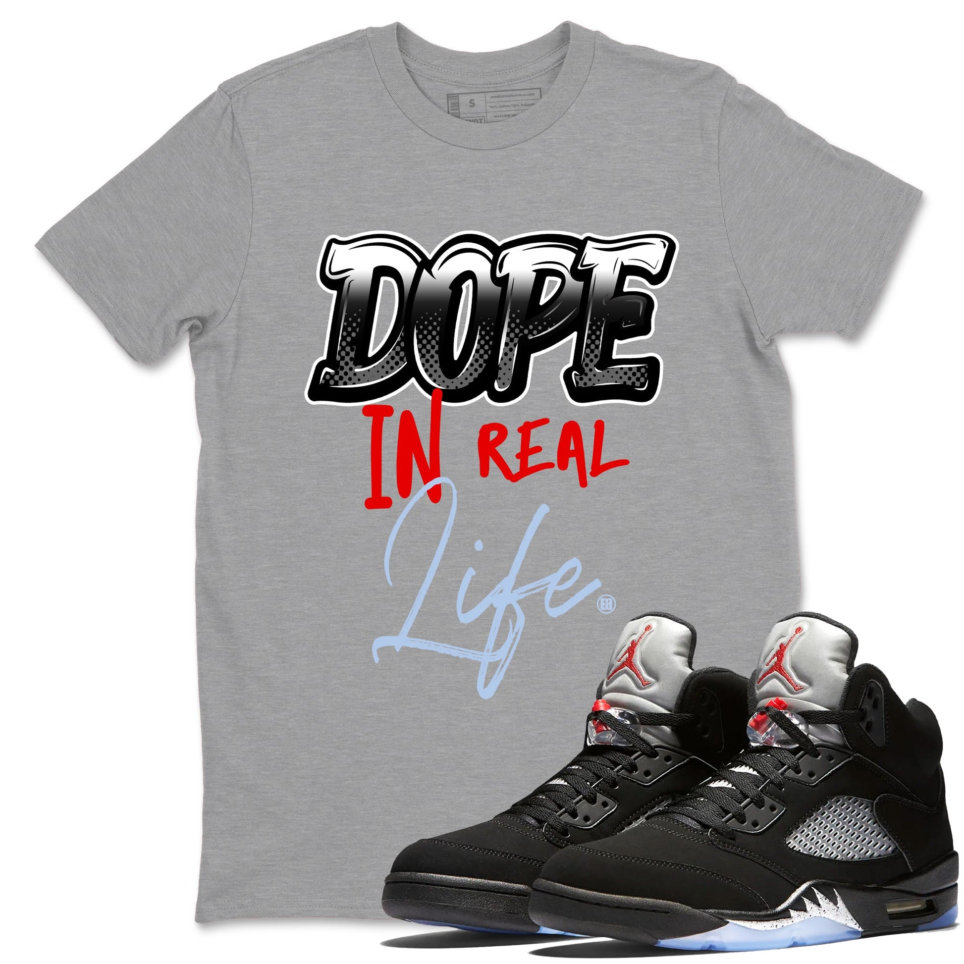 5s Reimagined shirts to match jordans Dope In Real Life best t shirts to wear with jordans Air Jordan 5 Retro OG Reimagined match shoes to clothes SNRT Sneaker Tees unisex cotton Heather Grey 1 shirts