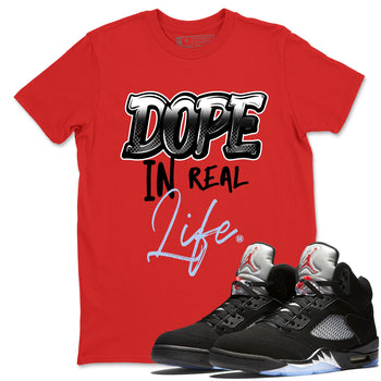 5s Reimagined shirts to match jordans Dope In Real Life best t shirts to wear with jordans Air Jordan 5 Retro OG Reimagined match shoes to clothes SNRT Sneaker Tees unisex cotton Red 1 shirts
