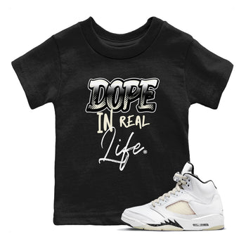 AJ5 Sail shirt to match jordans Dope In Real Life sneaker tees Air Jordan 5 Sail SNRT sneaker release tees baby toddler Black 1 cotton Shirt