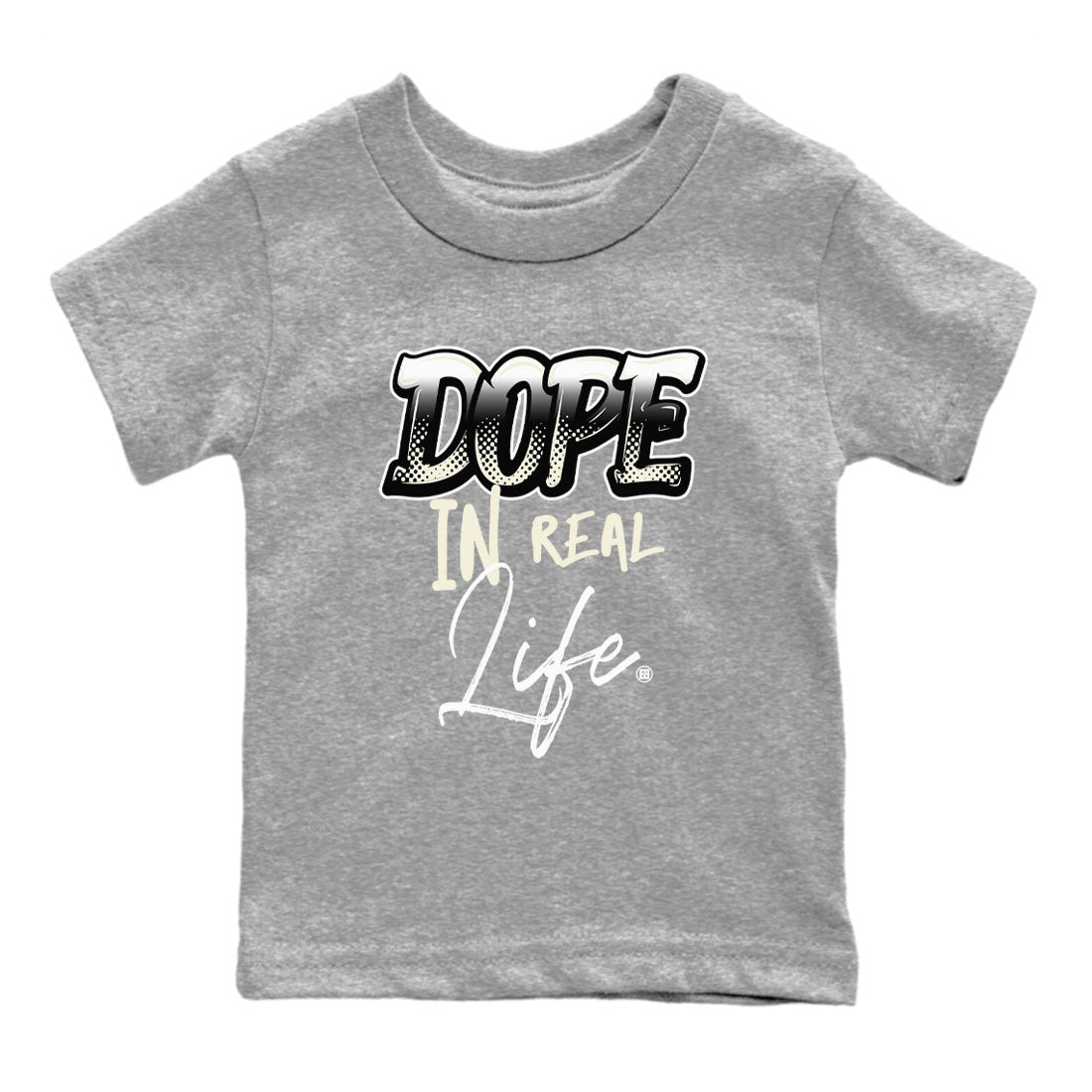 AJ5 Sail shirt to match jordans Dope In Real Life sneaker tees Air Jordan 5 Sail SNRT sneaker release tees baby toddler Heather Grey 2 cotton Shirt