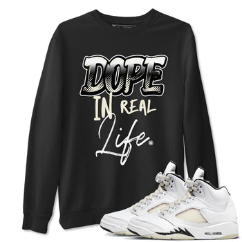AJ5 Sail shirt to match jordans Dope In Real Life sneaker tees Air Jordan 5 Sail SNRT Sneaker Release Tees unisex cotton Black 1 crew neck shirt