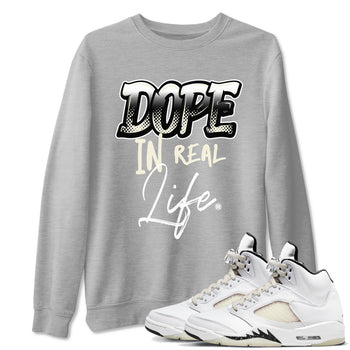 AJ5 Sail shirt to match jordans Dope In Real Life sneaker tees Air Jordan 5 Sail SNRT Sneaker Release Tees unisex cotton Heather Grey 1 crew neck shirt