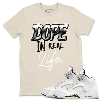 AJ5 Sail shirt to match jordans Dope In Real Life sneaker tees Air Jordan 5 Sail SNRT Sneaker Release Tees unisex cotton Natural 1 crew neck shirt