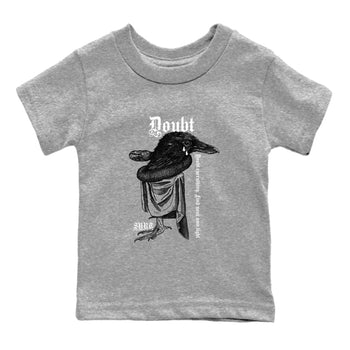 AJ1 Wolf Grey shirts to match jordans Doubt Everything sneaker match tees Air Jordan 1 Wolf Grey SNRT Sneaker Tees streetwear brand Baby and Youth Heather Grey 2 cotton tee