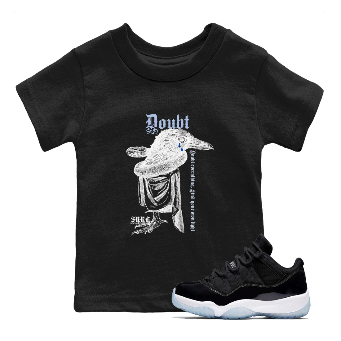 11s Low Space shirt to match jordans Doubt Everything sneaker tees Air Jordan 11 Low Space SNRT sneaker release tees baby toddler Black 1 cotton Shirt