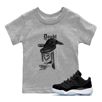 11s Low Space shirt to match jordans Doubt Everything sneaker tees Air Jordan 11 Low Space SNRT sneaker release tees baby toddler Heather Grey 1 cotton Shirt