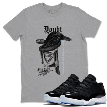 11s Low Space shirt to match jordans Doubt Everything sneaker tees Air Jordan 11 Low Space SNRT Sneaker Release Tees unisex cotton Heather Grey 1 crew neck shirt