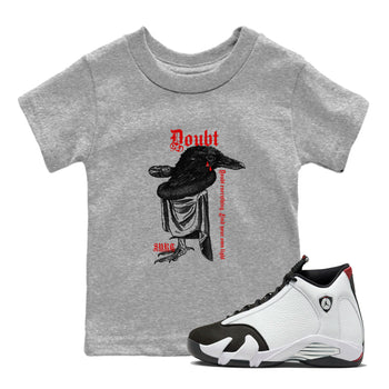 Air Jordan 14 Black Toe t shirts to match sneakers Doubt Everything sneaker match tees 14s Black Toe sneaker match tee SNRT Sneaker Tees Youth Baby Heather Grey 1 tee