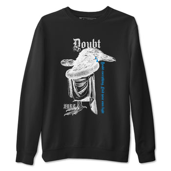 4s Military Blue shirt to match jordans Doubt Everything sneaker tees Air Jordan 4 Military Blue SNRT Sneaker Release Tees unisex cotton Black 2 crew neck shirt