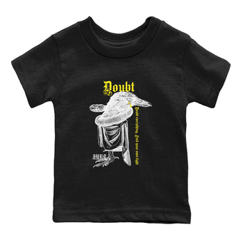 AJ4 Vivid Sulfur shirt to match jordans Doubt Everything sneaker tees Air Jordan 4 Vivid Sulfur SNRT sneaker release tees baby toddler Black 2 cotton Shirt