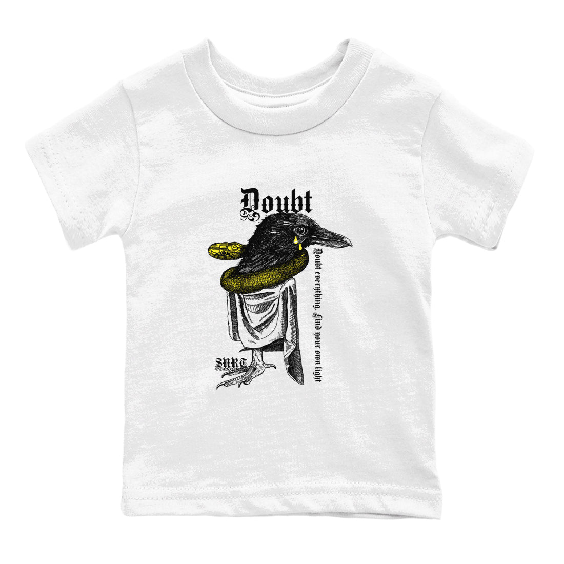 AJ4 Vivid Sulfur shirt to match jordans Doubt Everything sneaker tees Air Jordan 4 Vivid Sulfur SNRT sneaker release tees baby toddler White 2 cotton Shirt