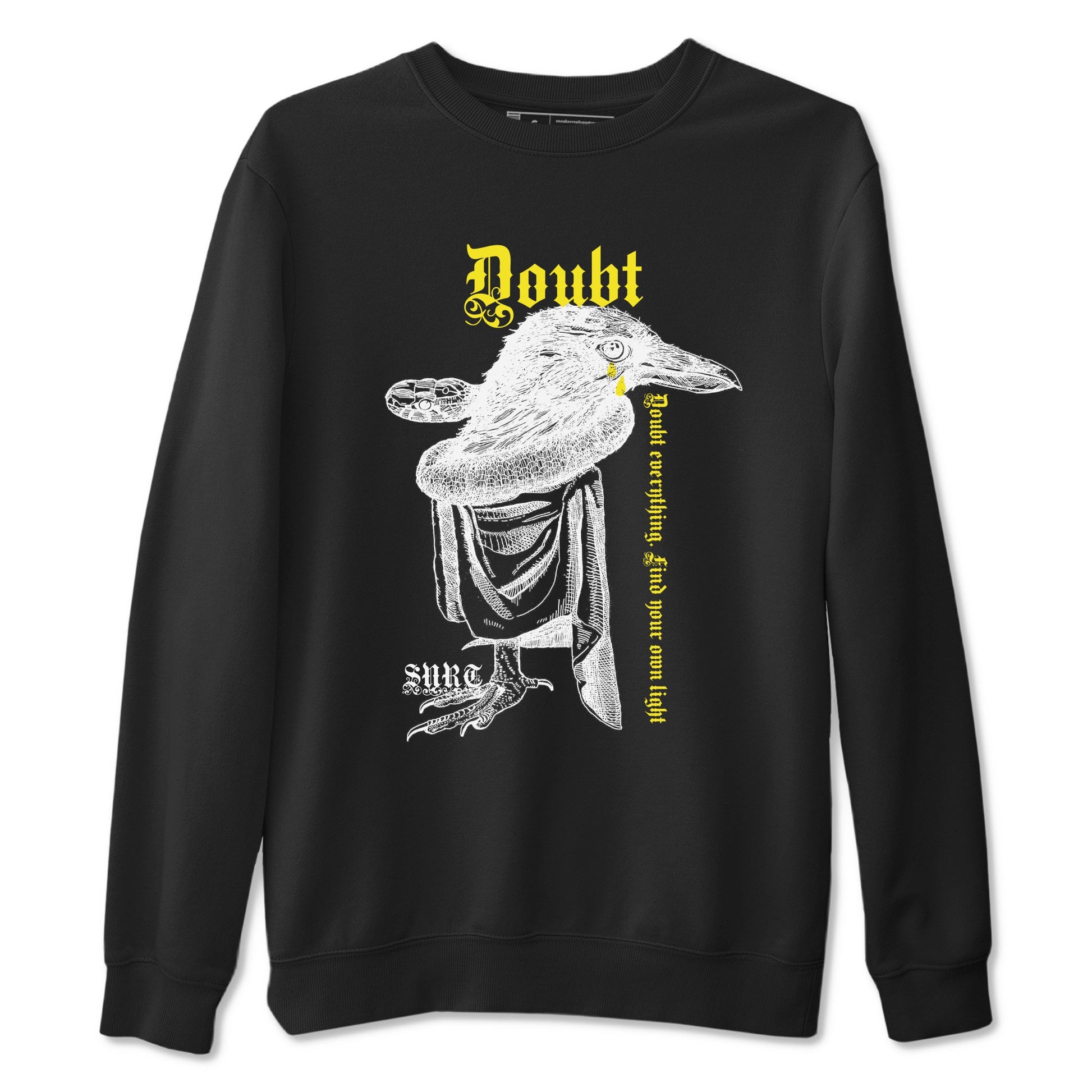 AJ4 Vivid Sulfur shirt to match jordans Doubt Everything sneaker tees Air Jordan 4 Vivid Sulfur SNRT Sneaker Release Tees unisex cotton Black 2 crew neck shirt