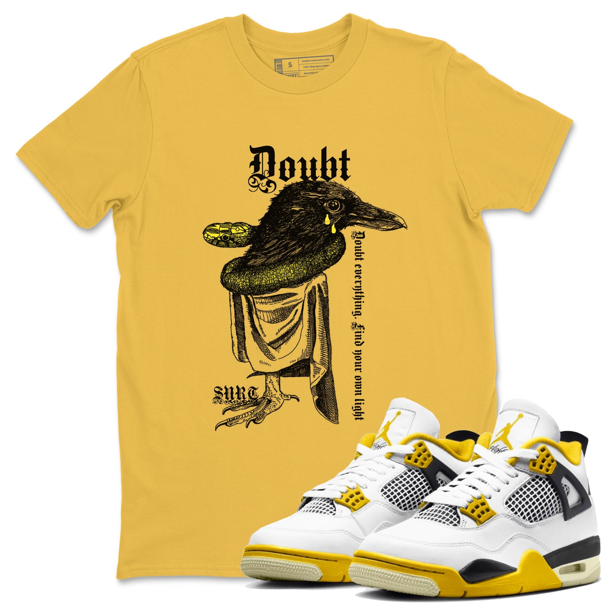 AJ4 Vivid Sulfur shirt to match jordans Doubt Everything sneaker tees Air Jordan 4 Vivid Sulfur SNRT Sneaker Release Tees unisex cotton Daisy 1 crew neck shirt
