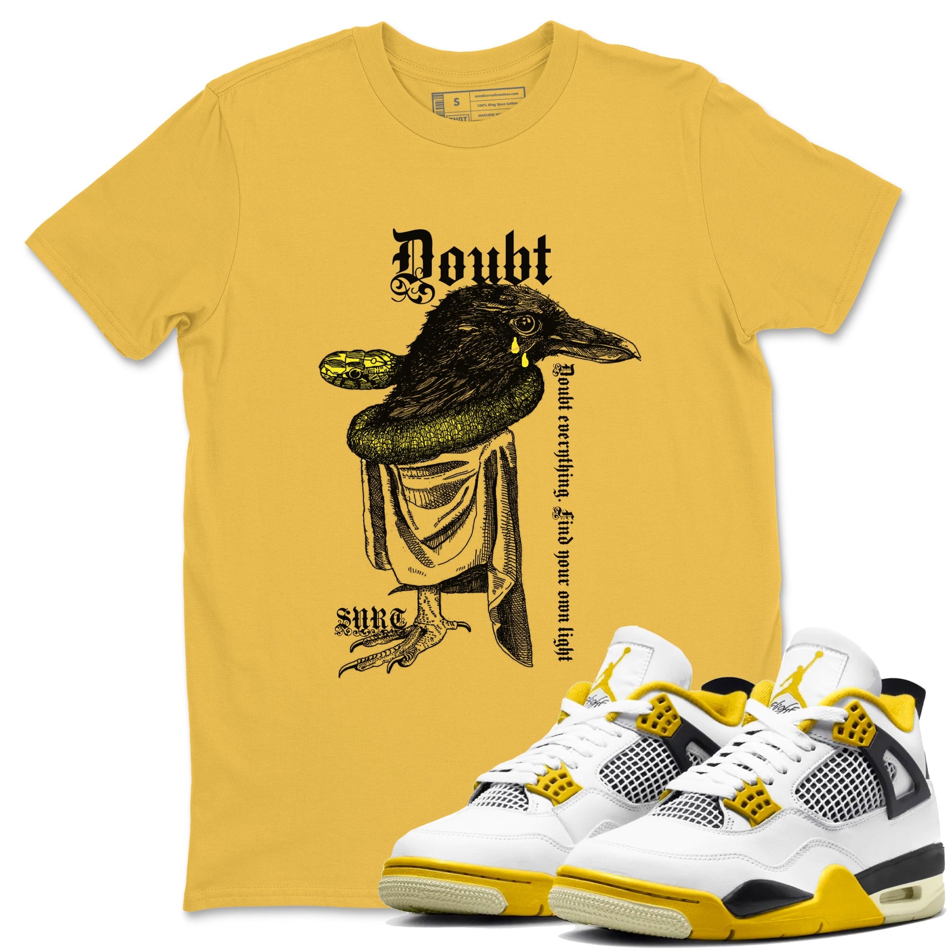 AJ4 Vivid Sulfur shirt to match jordans Doubt Everything sneaker tees Air Jordan 4 Vivid Sulfur SNRT Sneaker Release Tees unisex cotton Daisy 1 crew neck shirt