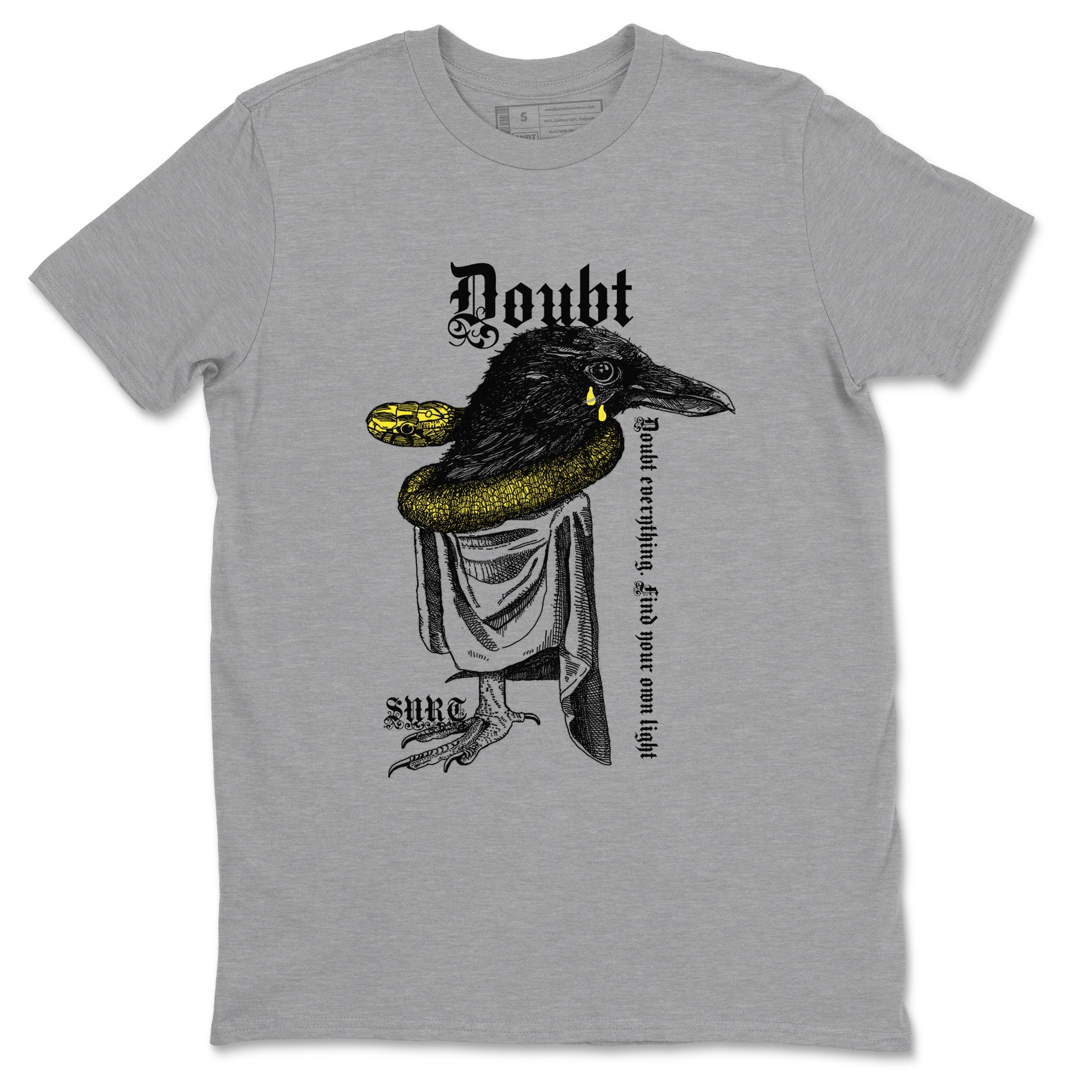 AJ4 Vivid Sulfur shirt to match jordans Doubt Everything sneaker tees Air Jordan 4 Vivid Sulfur SNRT Sneaker Release Tees unisex cotton Heather Grey 2 crew neck shirt