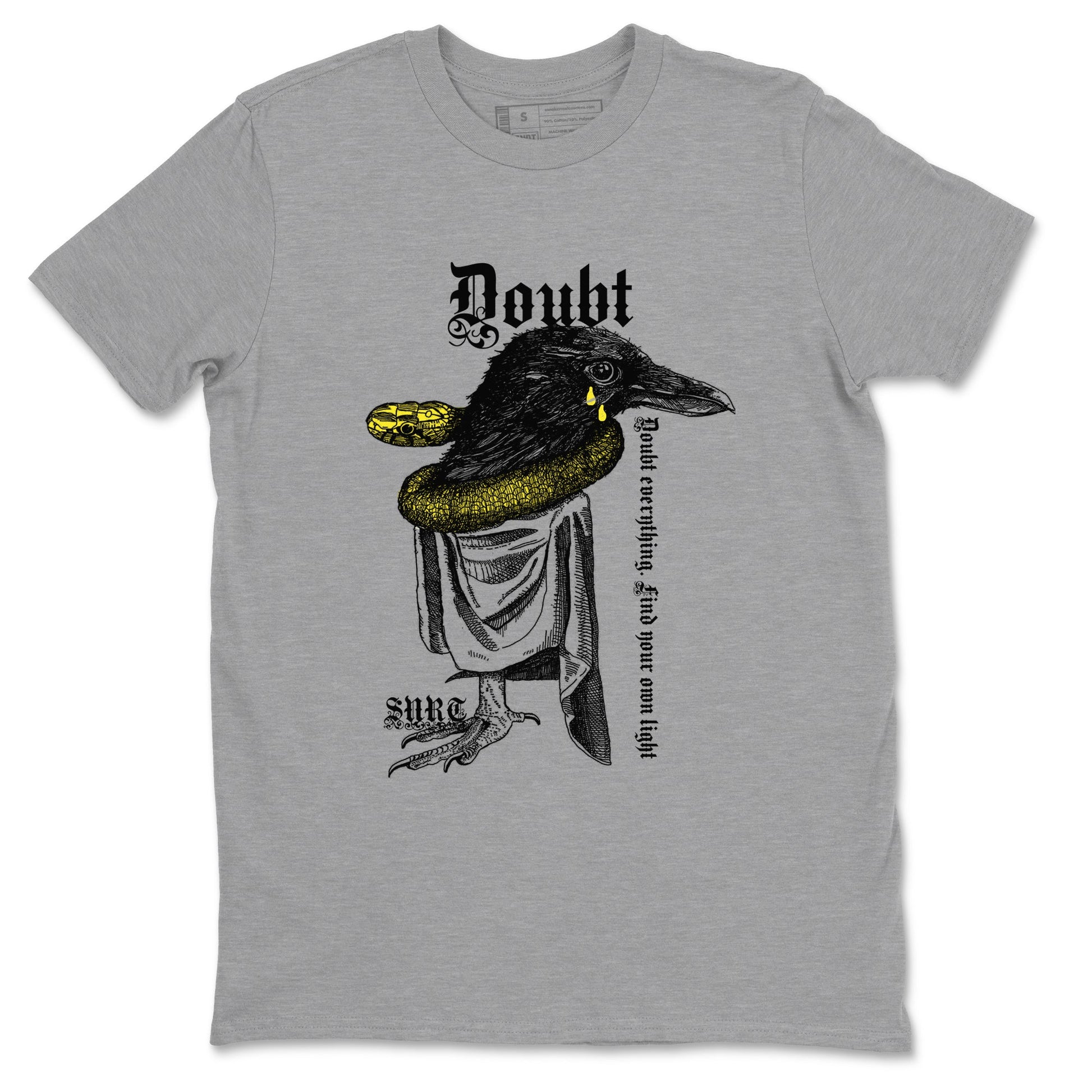 AJ4 Vivid Sulfur shirt to match jordans Doubt Everything sneaker tees Air Jordan 4 Vivid Sulfur SNRT Sneaker Release Tees unisex cotton Heather Grey 2 crew neck shirt