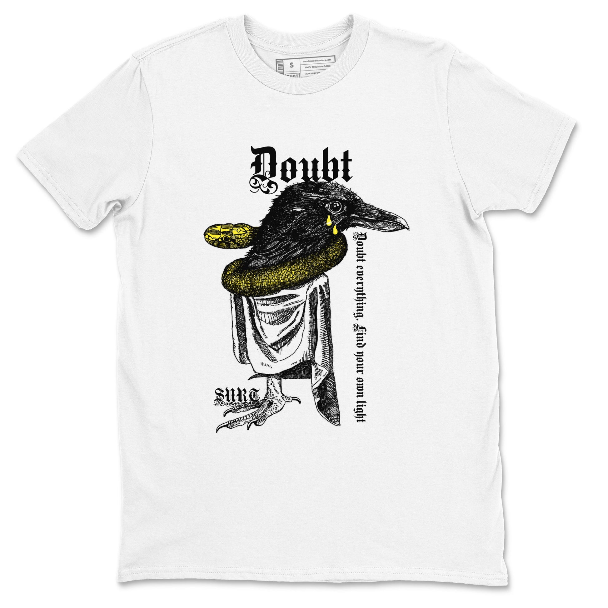 AJ4 Vivid Sulfur shirt to match jordans Doubt Everything sneaker tees Air Jordan 4 Vivid Sulfur SNRT Sneaker Release Tees unisex cotton White 2 crew neck shirt