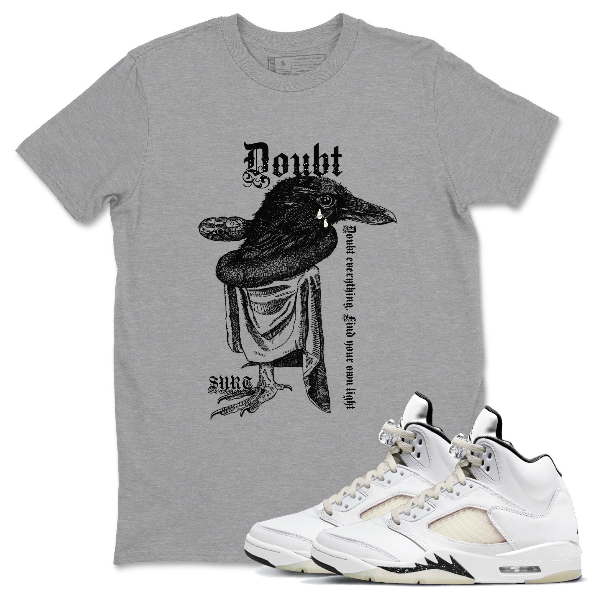 5s Sail shirt to match jordans Doubt Everything sneaker tees Air Jordan 5 Sail SNRT Sneaker Release Tees unisex cotton Heather Grey 1 crew neck shirt