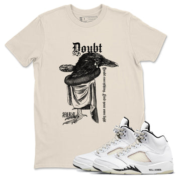 5s Sail shirt to match jordans Doubt Everything sneaker tees Air Jordan 5 Sail SNRT Sneaker Release Tees unisex cotton Natural 1 crew neck shirt