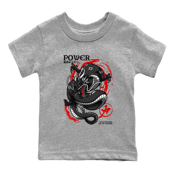 Jordan 1 Retro High OG Black Toe Reimagined t shirts to match sneakers Dragon Power sneaker match tees AJ1 Black Toe Reimagined tee SNRT Sneaker Tees Youth Baby Heather Grey 2 tee