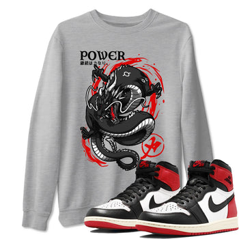 Jordan 1 Retro High OG Black Toe Reimagined t shirts to match sneakers Dragon Power sneaker match tees AJ1 Black Toe Reimagined tee SNRT Sneaker Tees unisex cotton Heather Grey 1 shirts