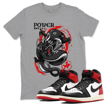 Jordan 1 Retro High OG Black Toe Reimagined t shirts to match sneakers Dragon Power sneaker match tees AJ1 Black Toe Reimagined tee SNRT Sneaker Tees unisex cotton Heather Grey 1 shirts