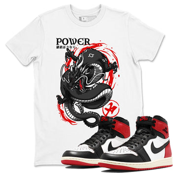Jordan 1 Retro High OG Black Toe Reimagined t shirts to match sneakers Dragon Power sneaker match tees AJ1 Black Toe Reimagined tee SNRT Sneaker Tees unisex cotton White 1 shirts